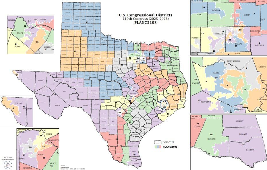 Texas gerrymandering maps redrawn in 2025