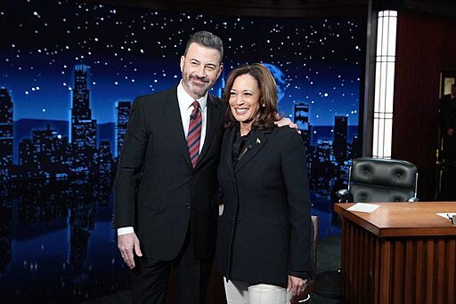 Jimmy Kimmel with Vice President Kamala Harris on the Jimmy Kimmel Live show